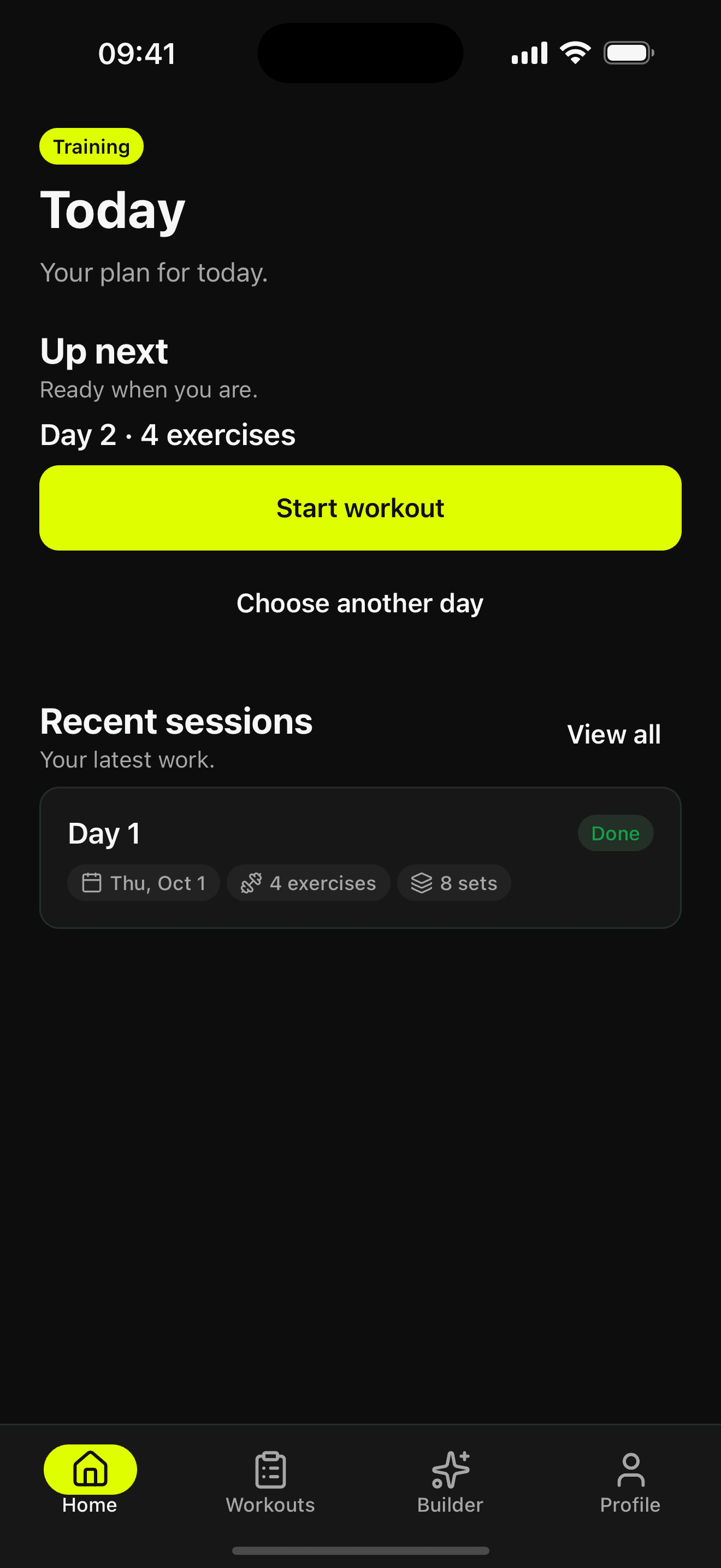 Ruvia home screen showing today's plan and recent sessions